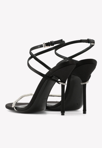 105 Crystal-Embellished Wraparound Satin Sandals