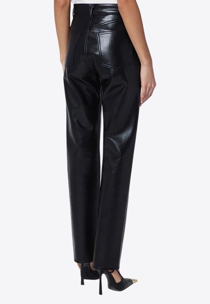 Faux Leather Straight-Leg Pants