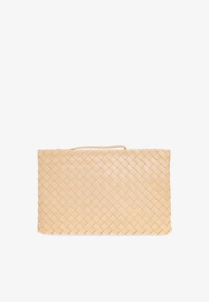 Large Pouch Bag in Intrecciato Leather