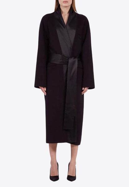 Wool Robe Coat with Satin Lapels