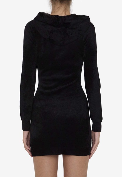 Embossed Logo Velvet Mini Dress