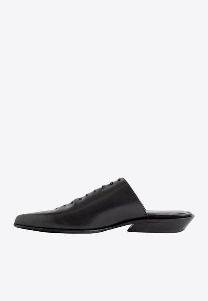 River Leather Lace-Up Flat Mules