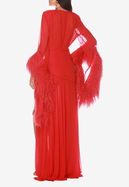 Geisha Feather-Trimmed Gown