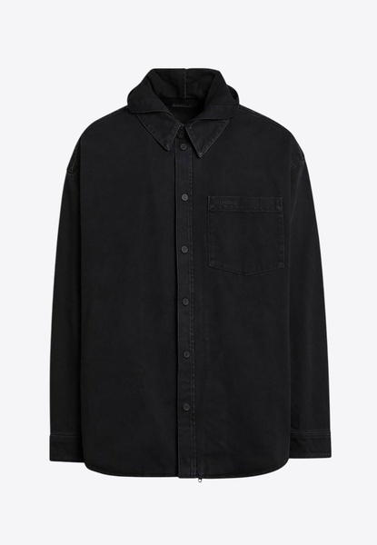 Denim Overshirt with Hood
