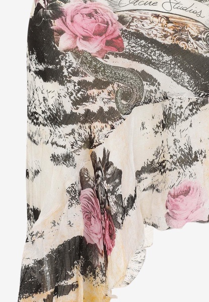 Printed viscose crepe mini dress