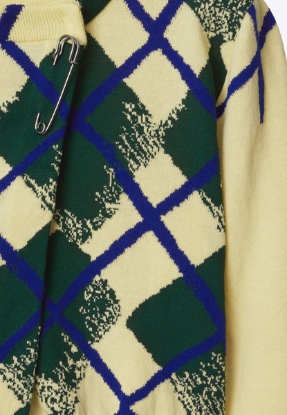 Argyle-Intarsia Long-Sleeved Cardigan
