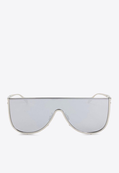 Mask-Framed Metal Sunglasses