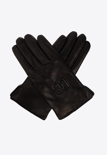 Embossed DG Logo Leather Gloves