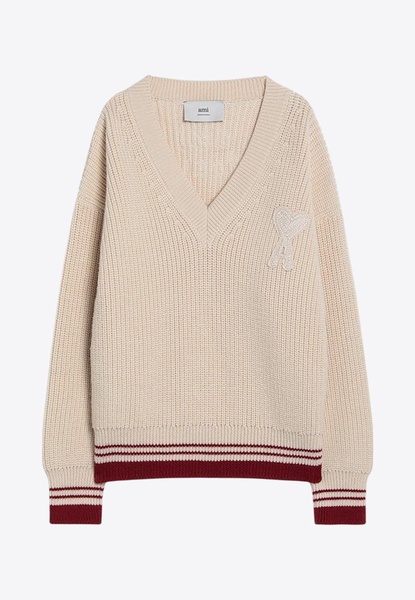 V-neck Ribbed Wool Sweater