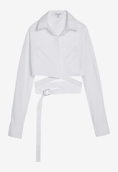 Crossover Poplin Long-Sleeved Shirt