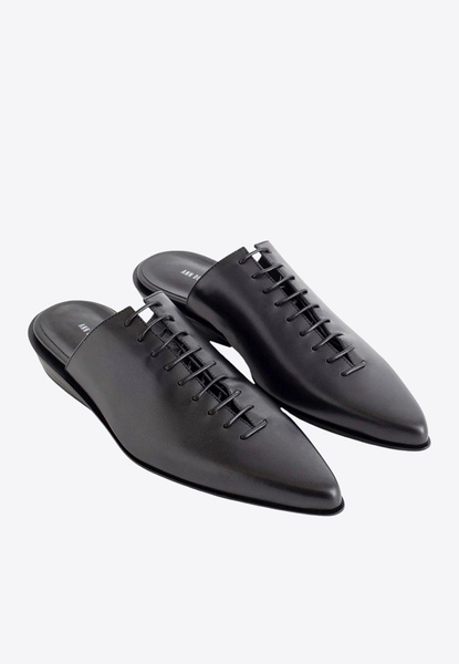 River Leather Lace-Up Flat Mules