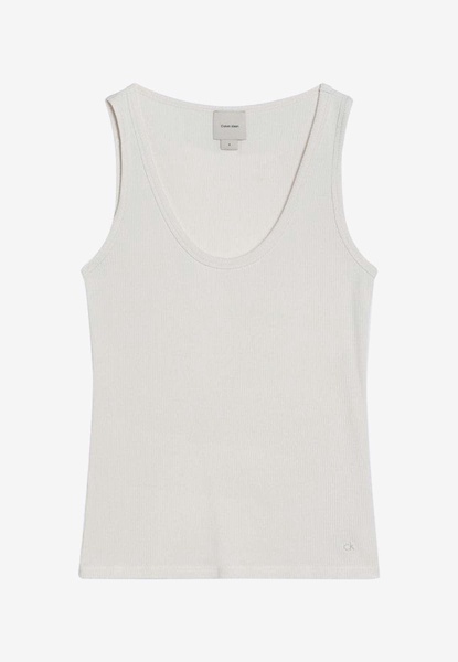 Logo Embroidered Ribbed Tank Top