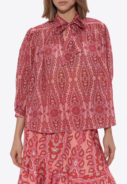 Neck-Tie Long-Sleeved Blouse