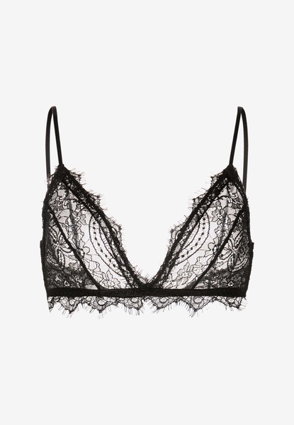 Semi-Sheer Lace Bra with Trims