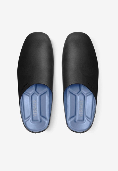 Villa Calf Leather Logo Slippers