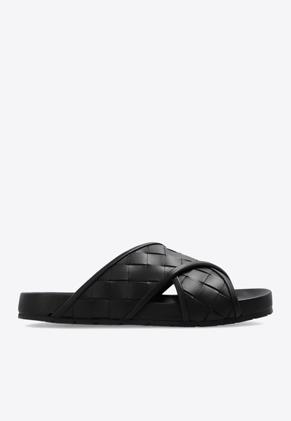 Tarik Padded Intrecciato Leather Slides