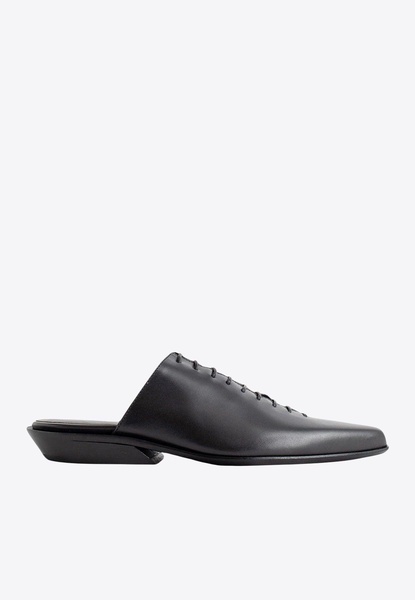 River Leather Lace-Up Flat Mules