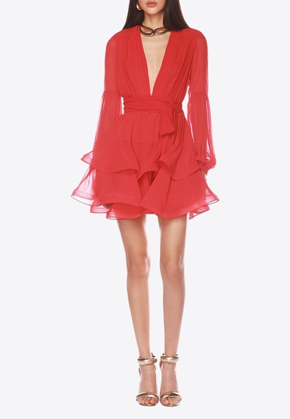 Bedouin V-neck Ruffled Mini Dress
