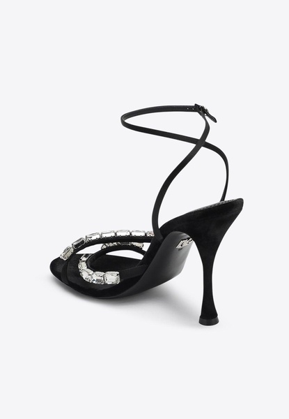 Keira 105 Satin Sandals with Gemstone Embellishments