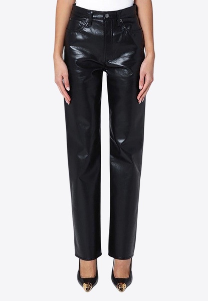 Faux Leather Straight-Leg Pants