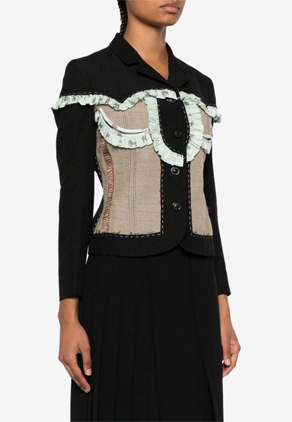 Single-Breasted Patchwork Fitted Jacket