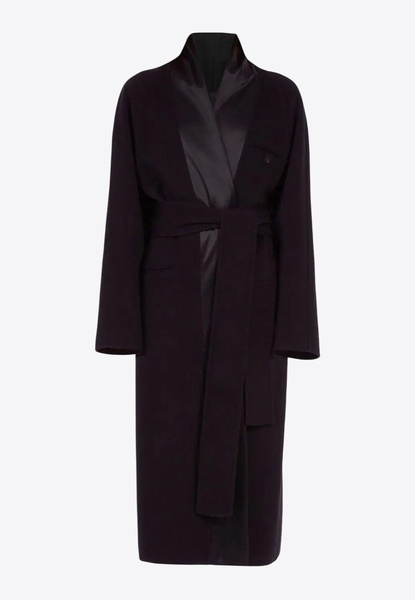 Wool Robe Coat with Satin Lapels