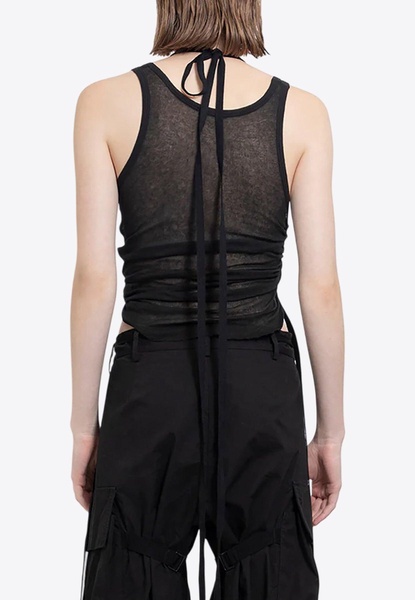 Mara Wrinkled Sheer Cropped Tank Top