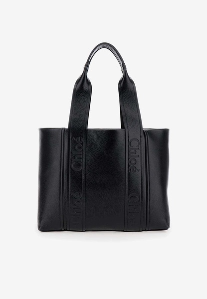 Medium Woody Leather Tote Bag