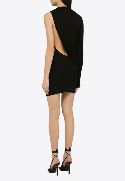 Draped  One-Shoulder Mini Dress