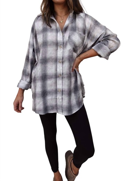 plaid button-down flannel in gray