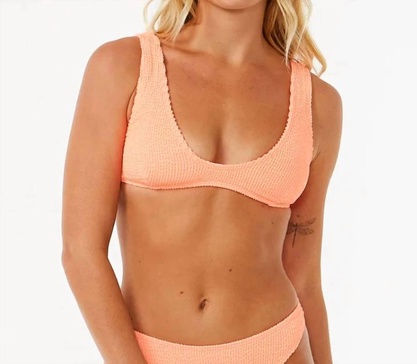 sunshine crop bikini top in coral