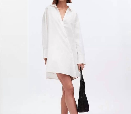 asymmetric button-front cover-up tunic in lighthouse white