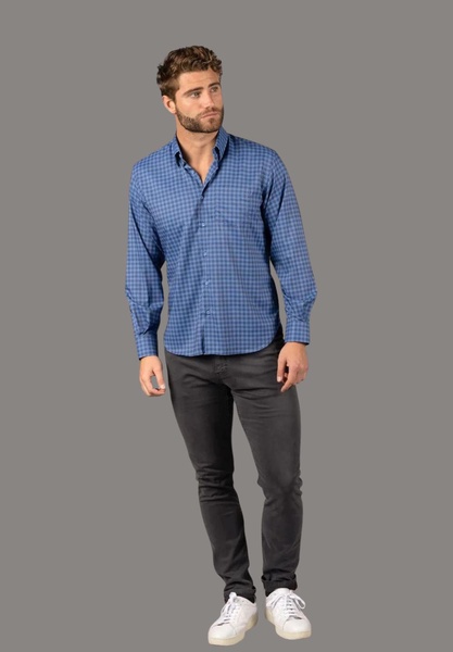 multi navy and blue plaid shirt