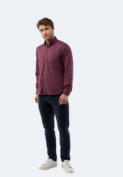 maroon plaid shirt