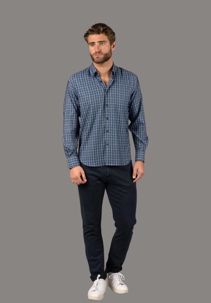 navy white box shirt