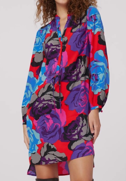 sonoya dress in rose blue red