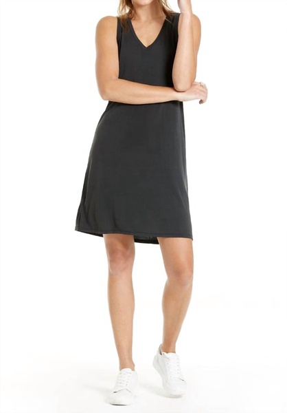 calla v neck tank dress in black