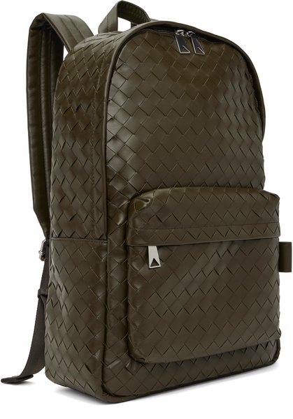 Khaki Medium Intrecciato Backpack