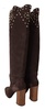 Dolce & Gabbana  Brown Suede Studded Knee High Shoes Boots