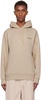Beige Script Embroidery Hoodie