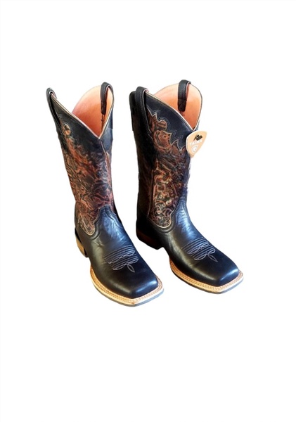 women's fiona floral embossed boot in midnight black