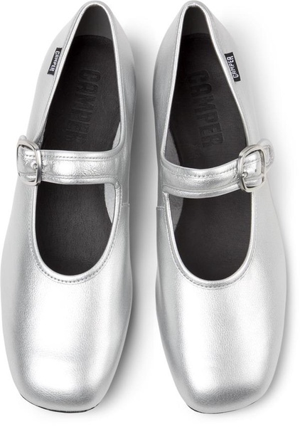 Silver Leather Shoes for Women.