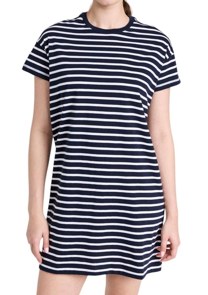 jersey stripe t-shirt dress in navy/white