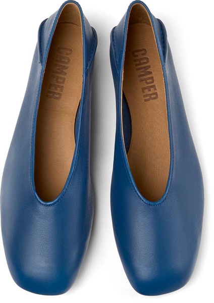 Blue leather ballerinas for women