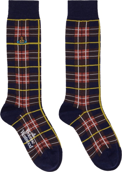 Navy Tartan Socks