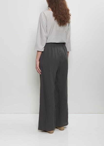 Linen Wide Straight Pull On Pant