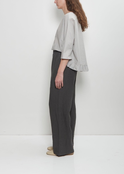 Linen Wide Straight Pull On Pant