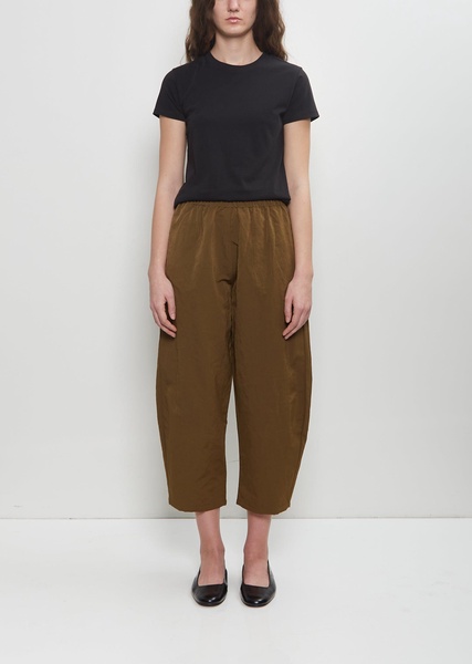 Technical Linen Curved Pull On Pant — Military Green