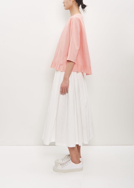Cotton Silk Pleated Hem Popover — Poppy