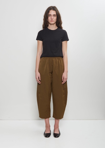 Technical Linen Curved Pull On Pant — Military Green